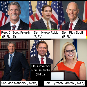 5 lawmakers, Franklin, Rubio, Scott, Manchin, Sinema, & Gov. DeSantis